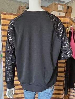 Nwot!! Black Lace Sleeve Bomber Jacket